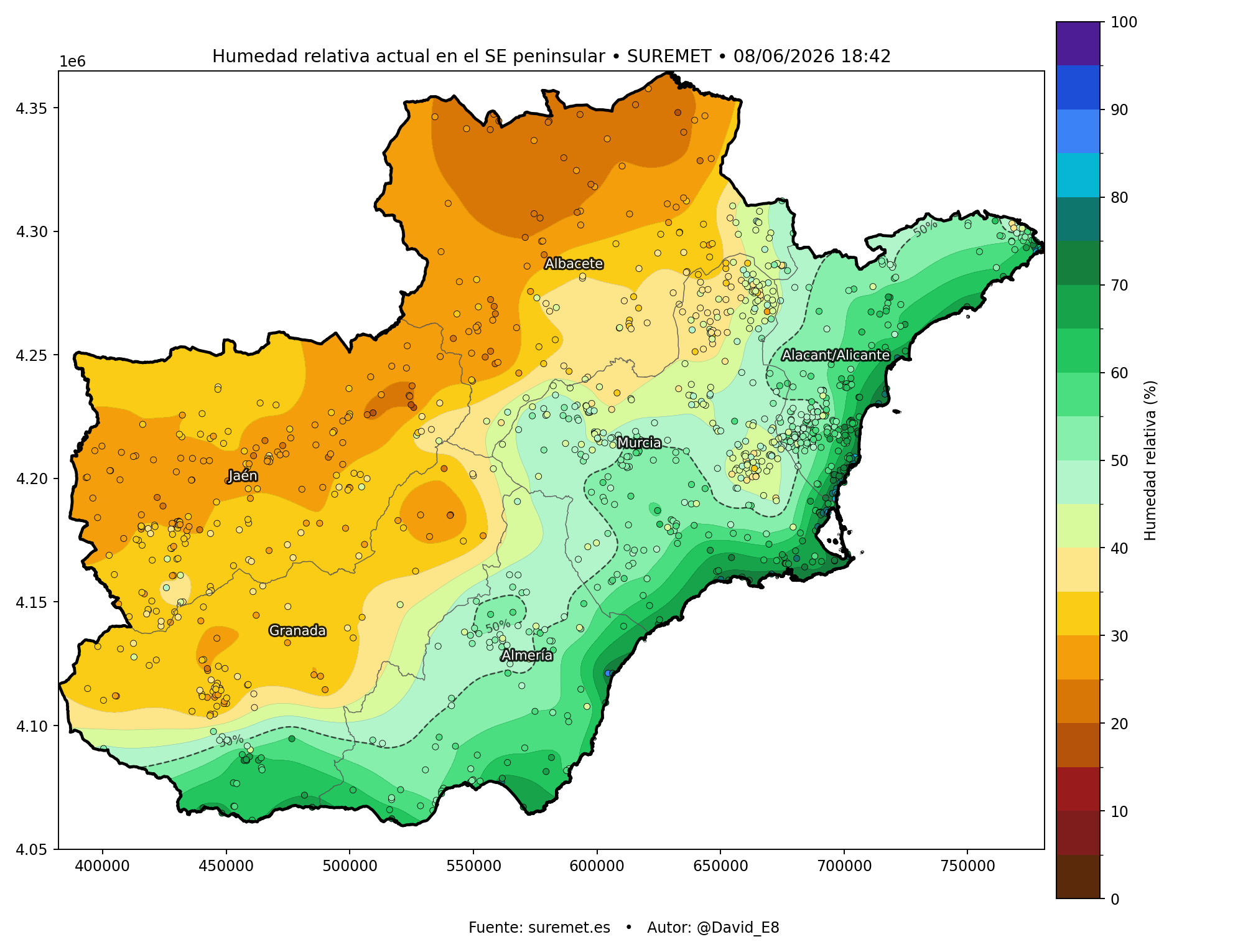Humedad relativa SUREMET sureste